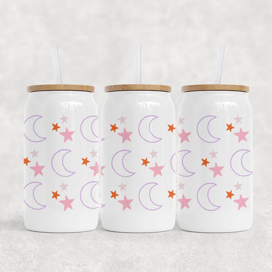 White Can Glass, Purple Moons and Stars