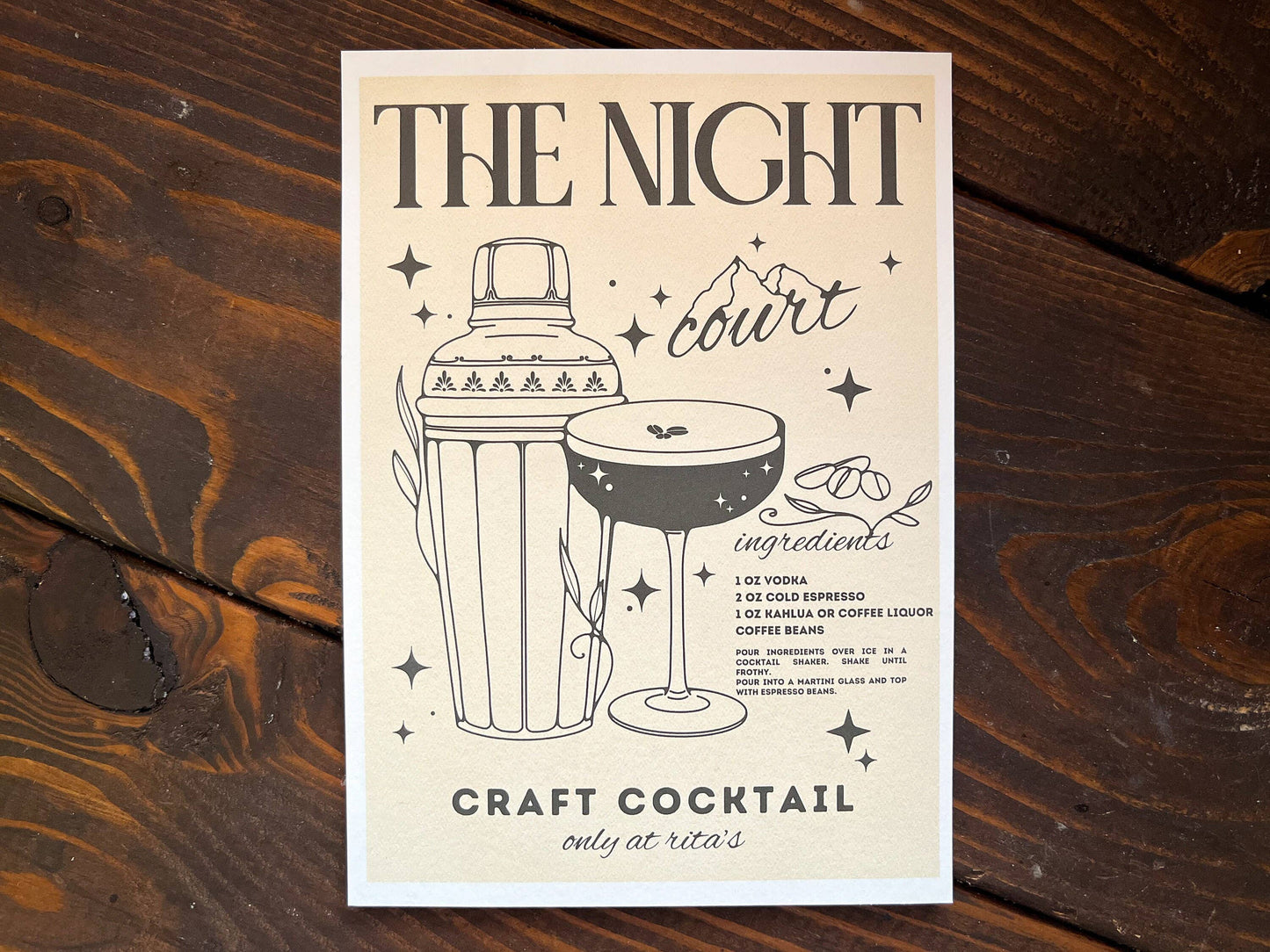 ACOTAR Night Court Espresso Martini 5x7” Bookish Art Print