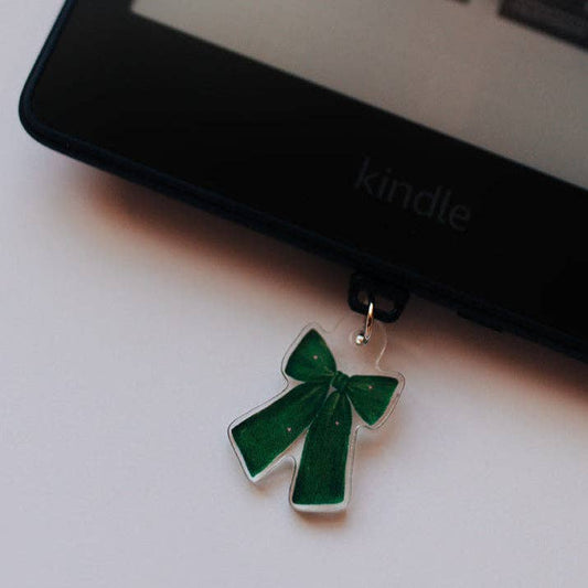 Acrylic Kindle Dust Plug Charm USB-C, Green Bow