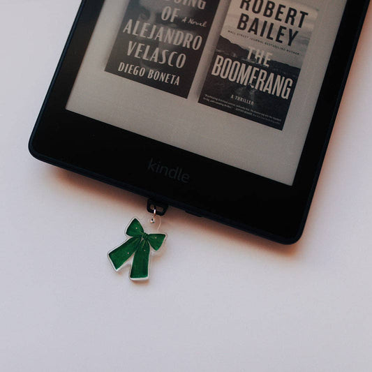 Acrylic Kindle Dust Plug Charm USB-C, Green Bow