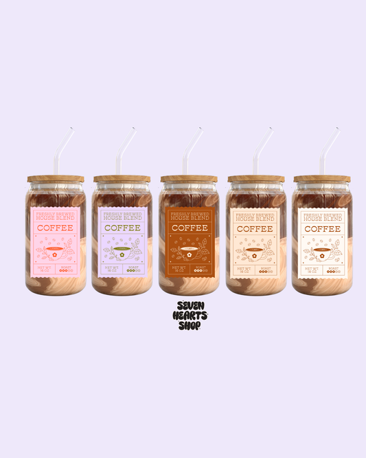 Freshly Brew Coffee Label 16oz Glass Cup