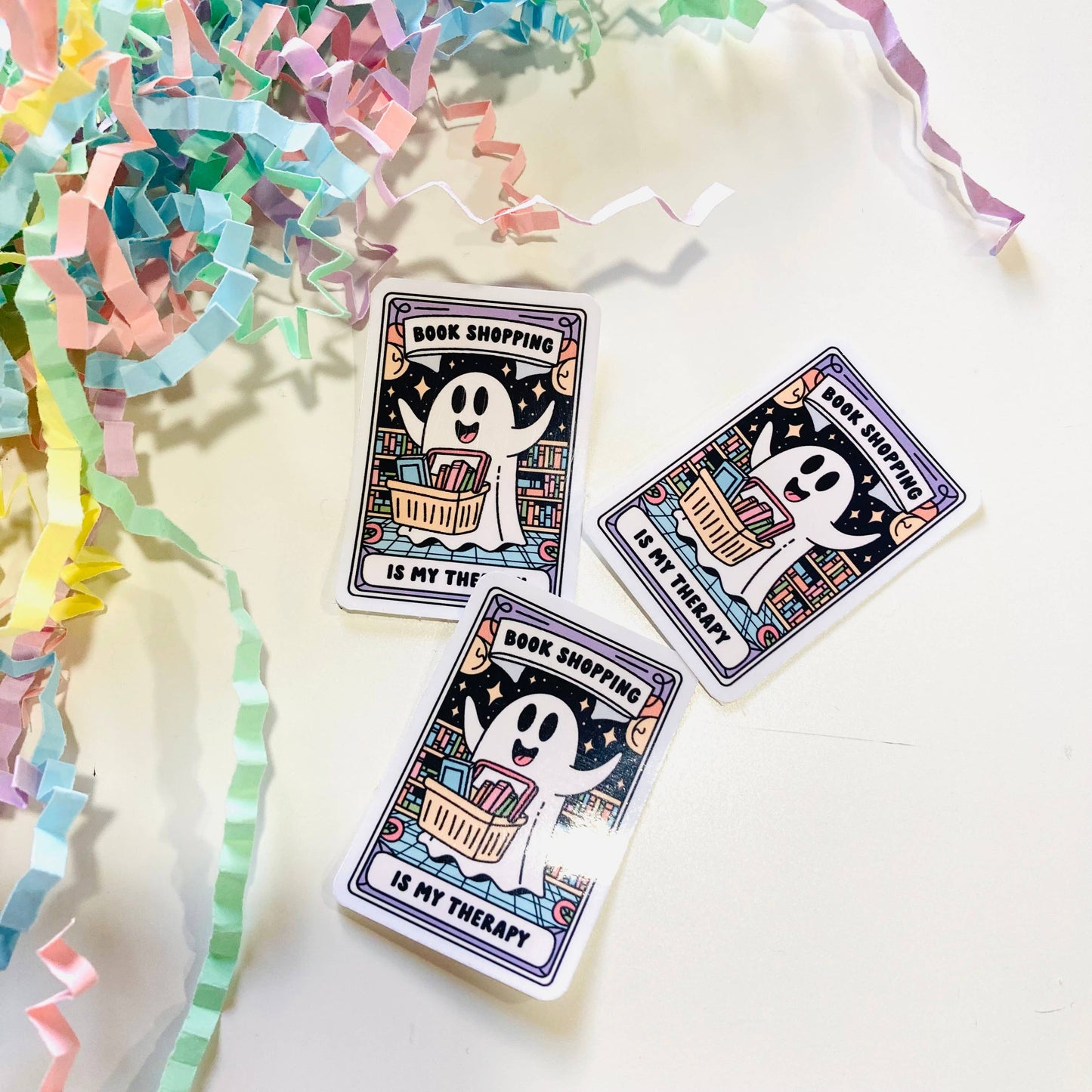 Book shopping is therapy Tarot Card Ghost Die Cut sticker