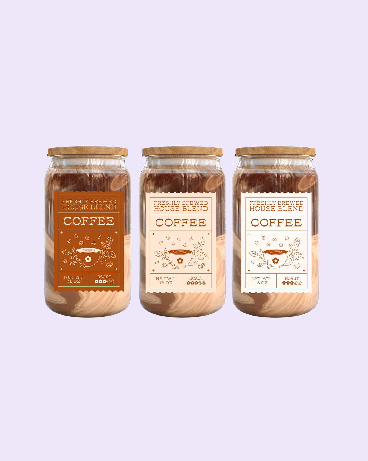 Freshly Brew Coffee Label 16oz Glass Cup