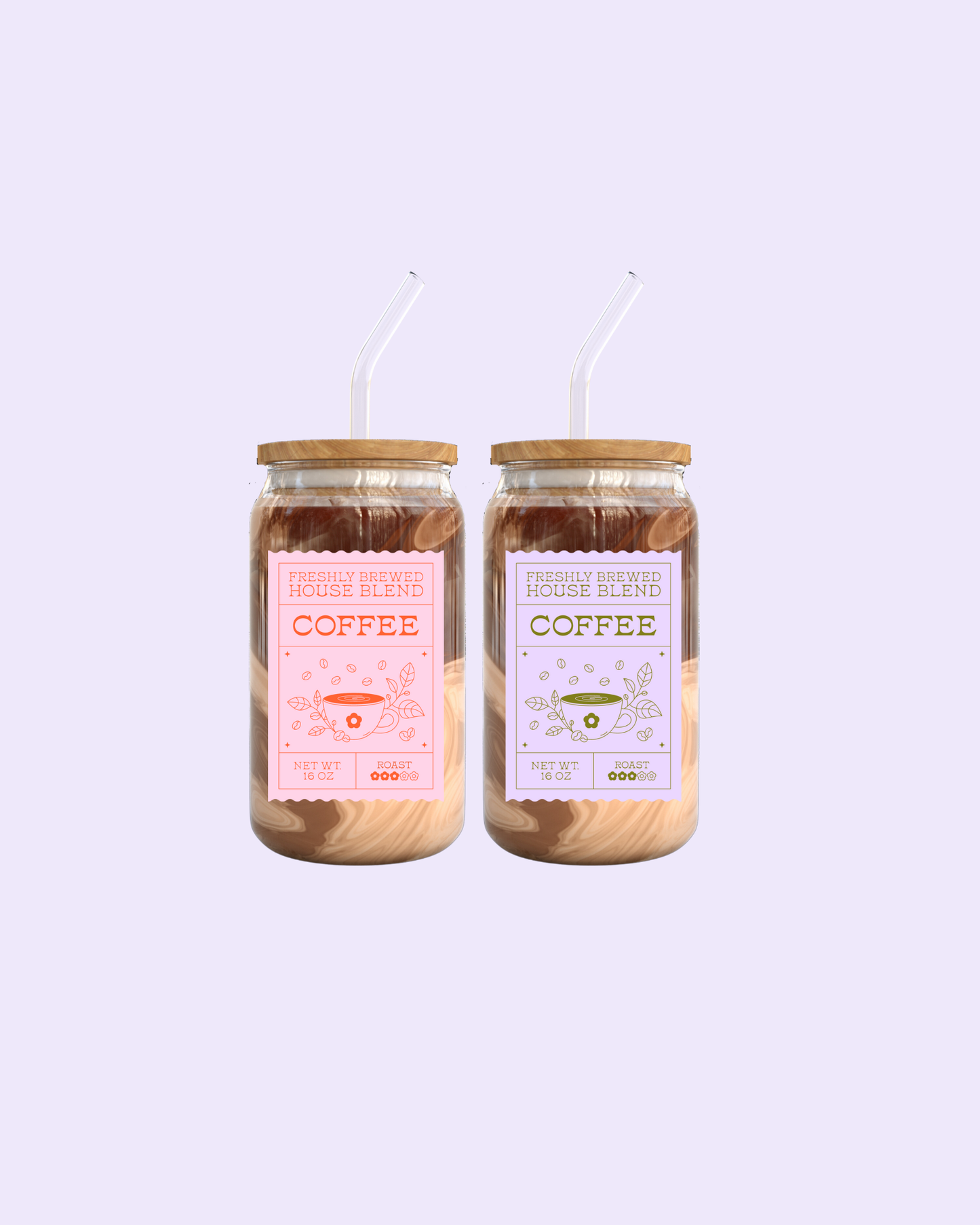 Freshly Brew Coffee Label 16oz Glass Cup