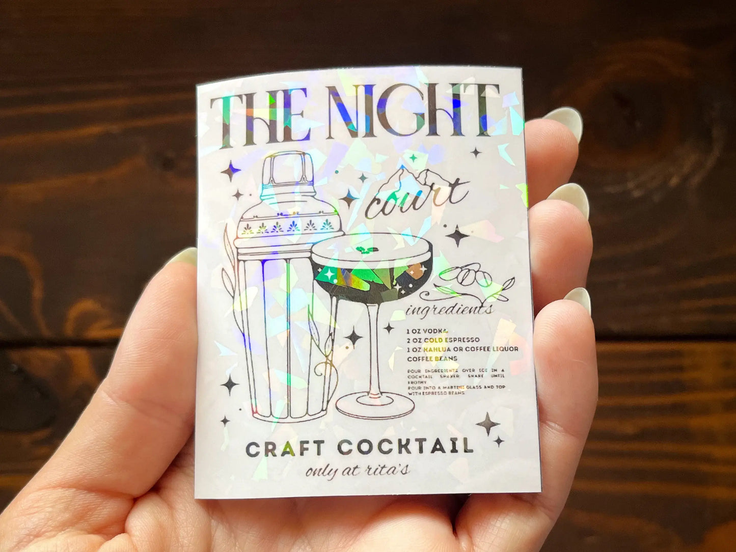 ACOTAR Night Court Espresso Martini - 3" Holo Kindle Sticker