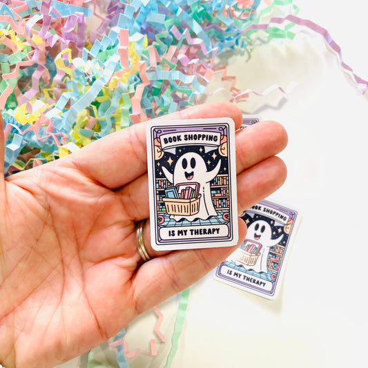 Book shopping is therapy Tarot Card Ghost Die Cut sticker