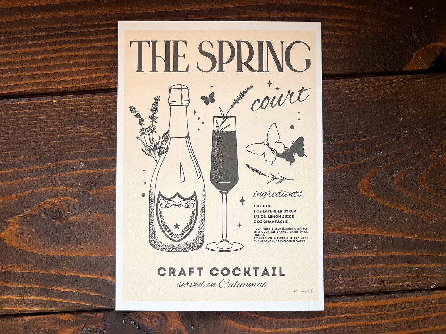  ACOTAR Spring Court French 75 Bookish Art Print Gift 5x7”