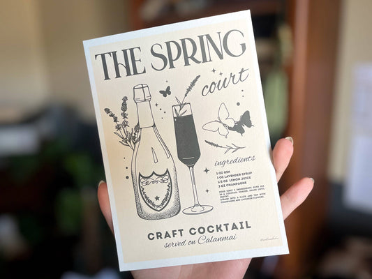  ACOTAR Spring Court French 75 Bookish Art Print Gift 5x7”