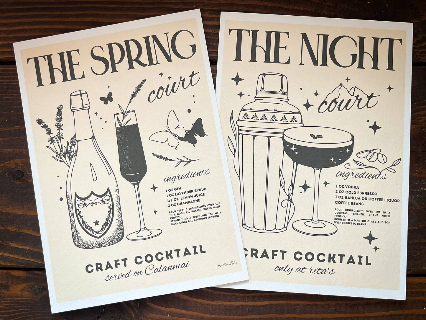  ACOTAR Spring Court French 75 Bookish Art Print Gift 5x7”