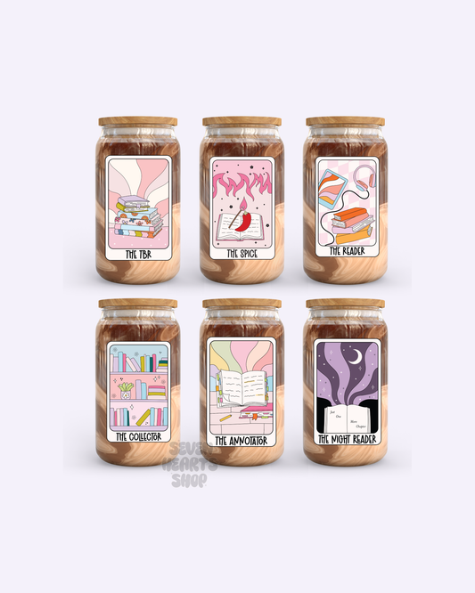 Tarot Book lover 16oz Glass Cup