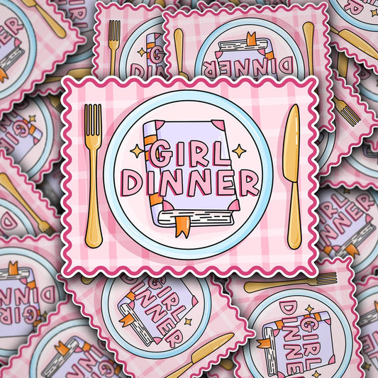 Vinyl Decal Girl Dinner Book