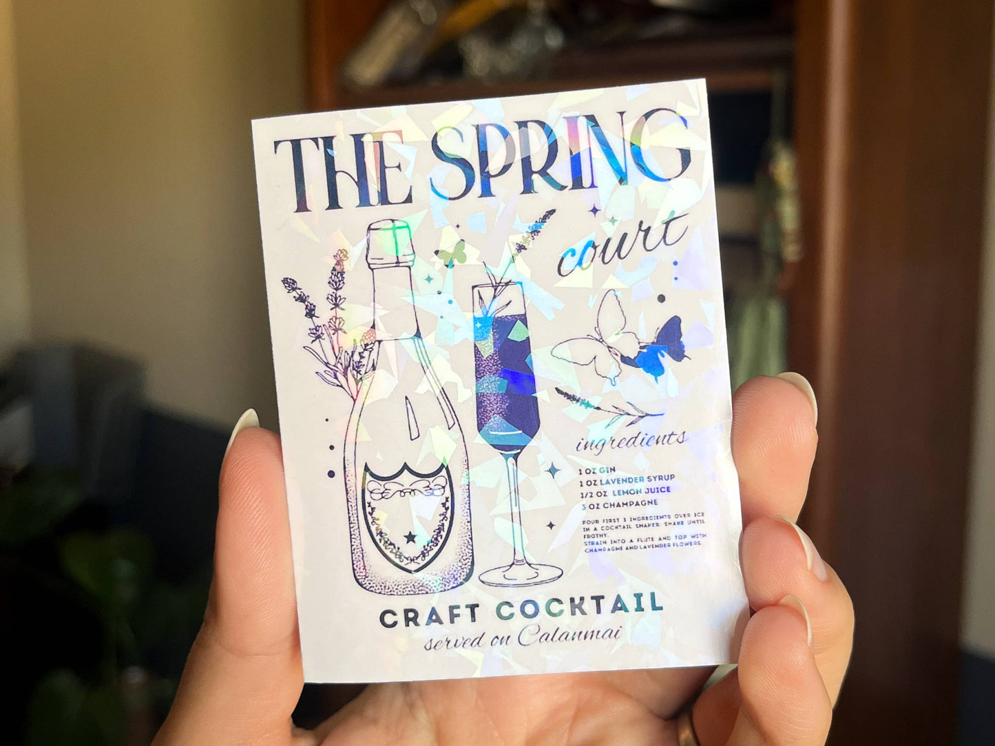 ACOTAR Spring Court French 75 Holo Kindle Sticker Magnet 3"