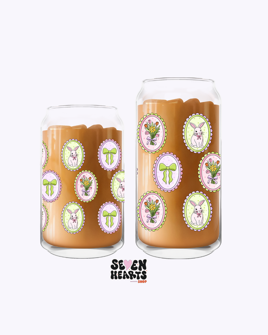 Bunny ,flowers ,bows Glass Cup